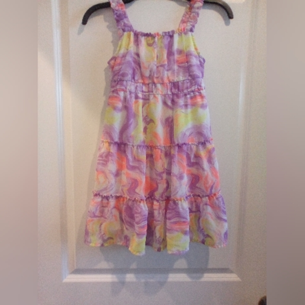 Kids Vibrant Multicolor Girls Sleeveless Sun Dress Size Medium By Zac Kids
